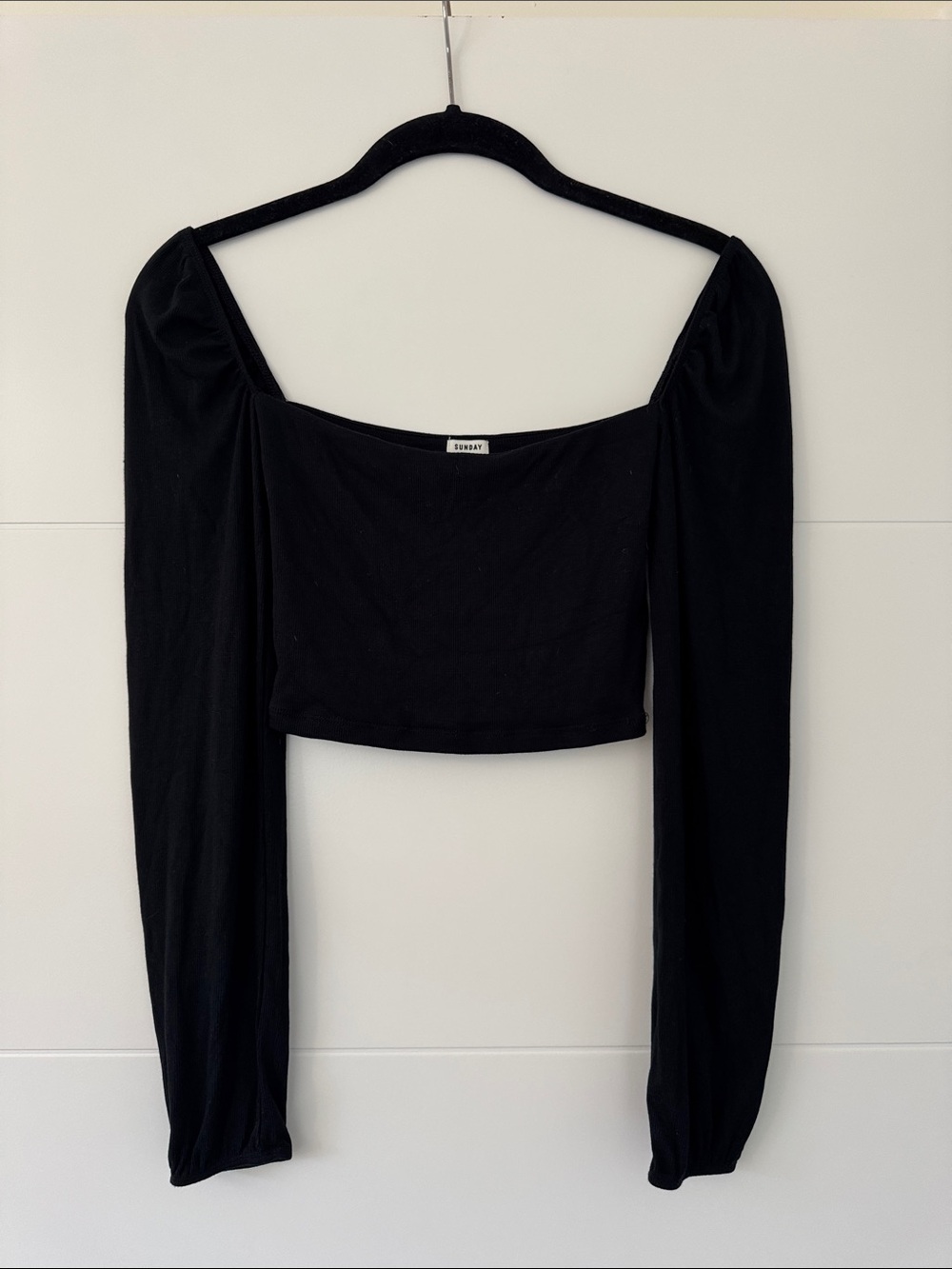 Sunday Best Black Long Sleeve Crop Top Size XXS Like New